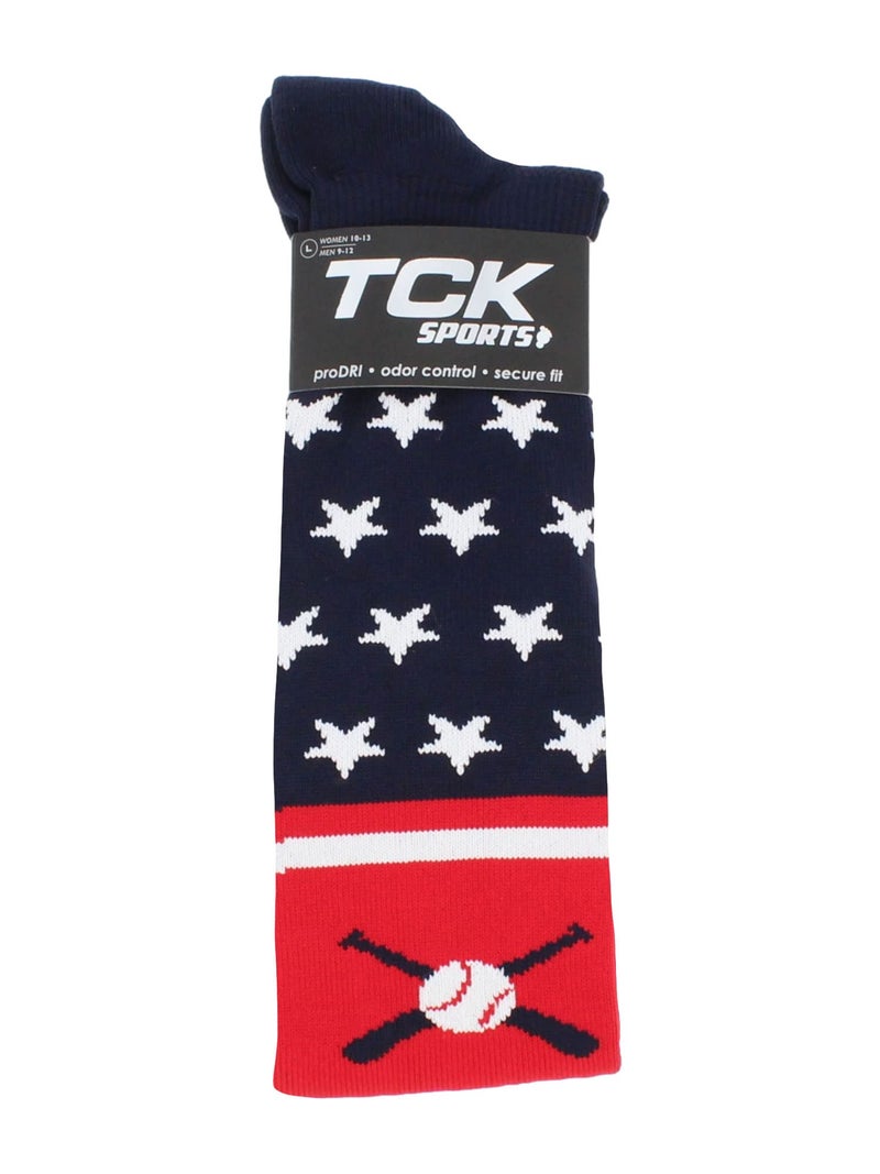 TCK Patriotic USA Baseball Socks with Baseball Bats (Navy/Red/White, Large) - Navy/Red/White,Large - Image 4